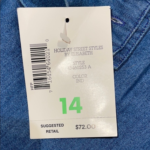 NWT Liz Claiborne Dark Blue Denim Button-Down Shirt Size 14 #265 - Picture 11 of 12